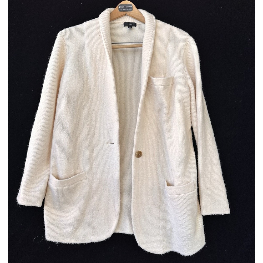 J Crew Wool Blend Cardigan Sweater Cream Women's Small Retro Capsule Heritage